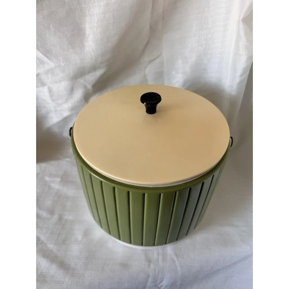 Thermos Brand Vintage 1970s Set Ice Bucket & Food Beverage Jug Avocado Green